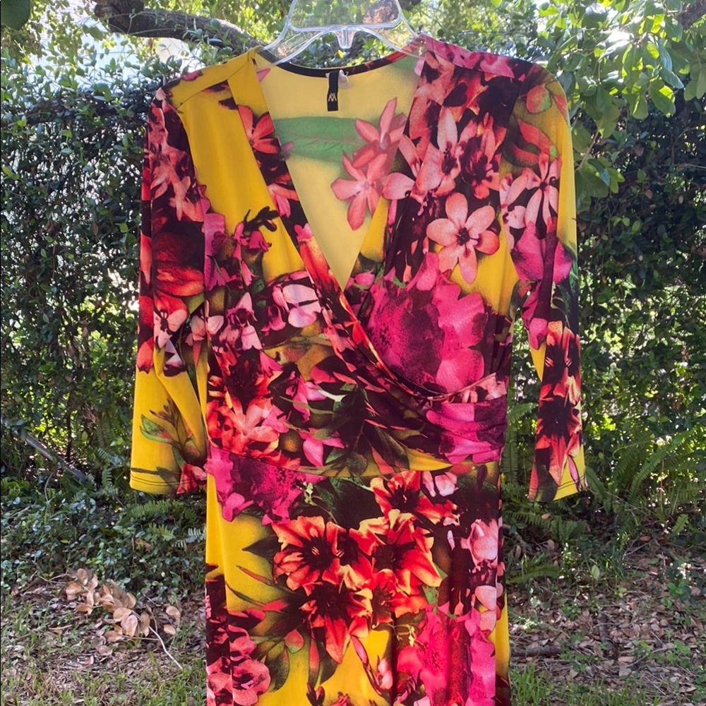 Tropical holiday beach deep v neck maxi dress w sleeve, wrinkle free travel